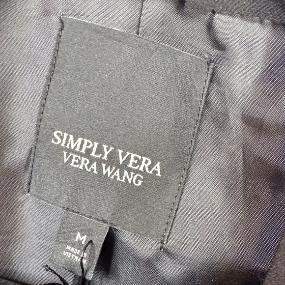 155. Simply Vera Vera Wang Black Blazer with Chiffon Hem Size M - Picture 2 of 8